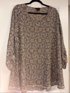 Multiples Multicolor Ribbed Knit Women's Sweater-Top 2XL